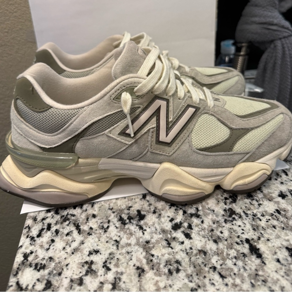 New Balance Cream and Gray Athletic Shoes